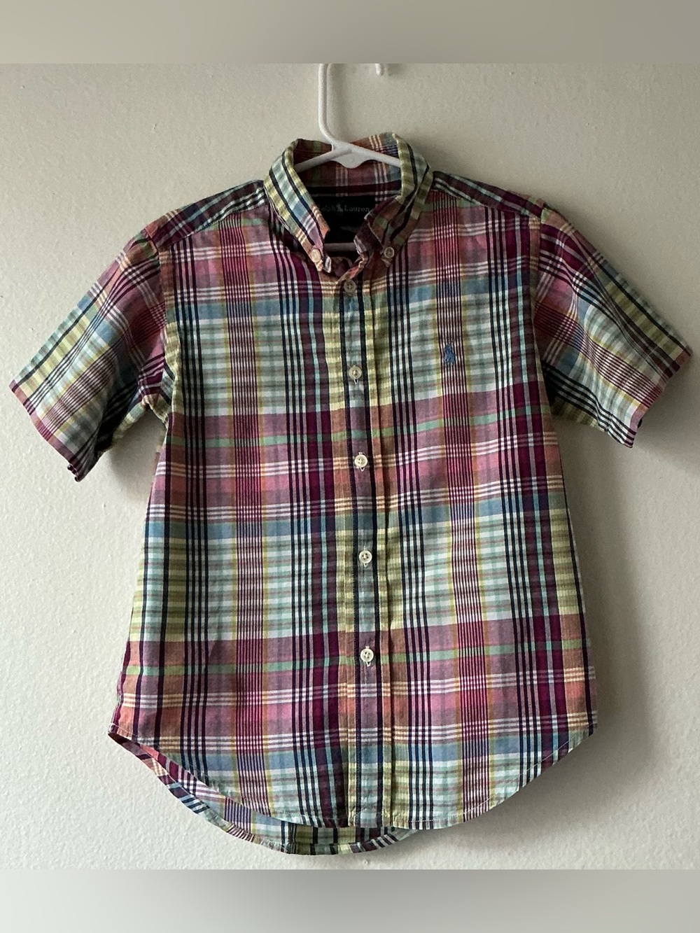 Ralph Lauren Toddler Boy Madras Plaid Button Down Shirt - Size 4/4T